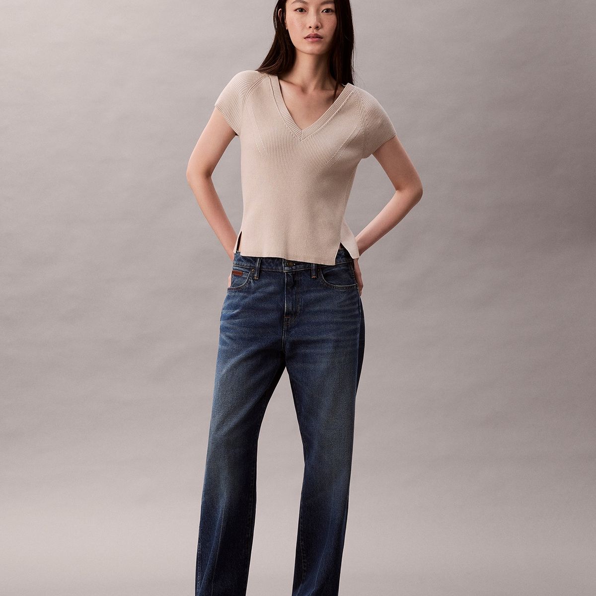 CALVIN KLEIN - Sweater Sin Mangas Jaspeado Beige Calvin Klein