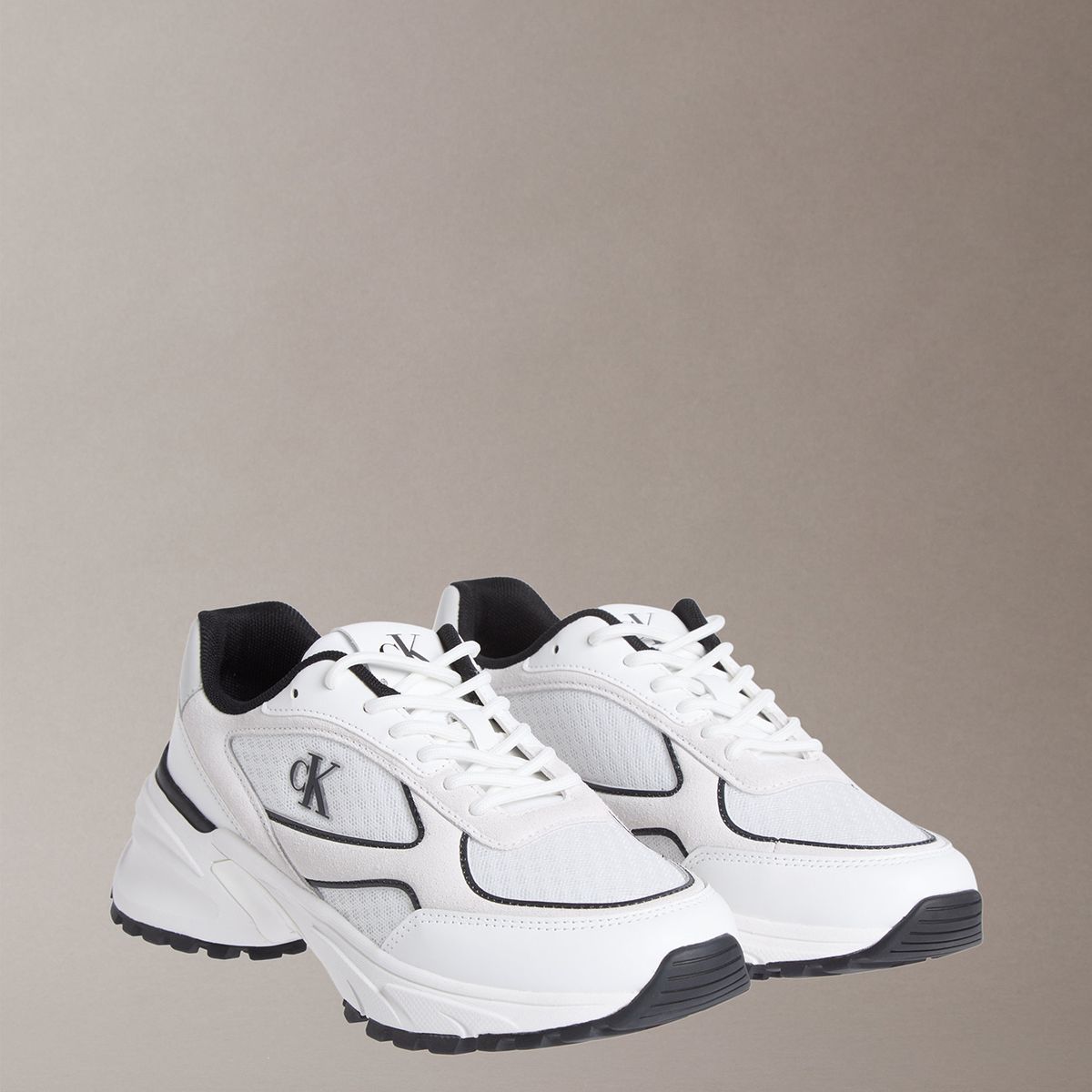 CALVIN KLEIN - Zapatillas Runner con Materiales Combinados Blanco Calvin Klein