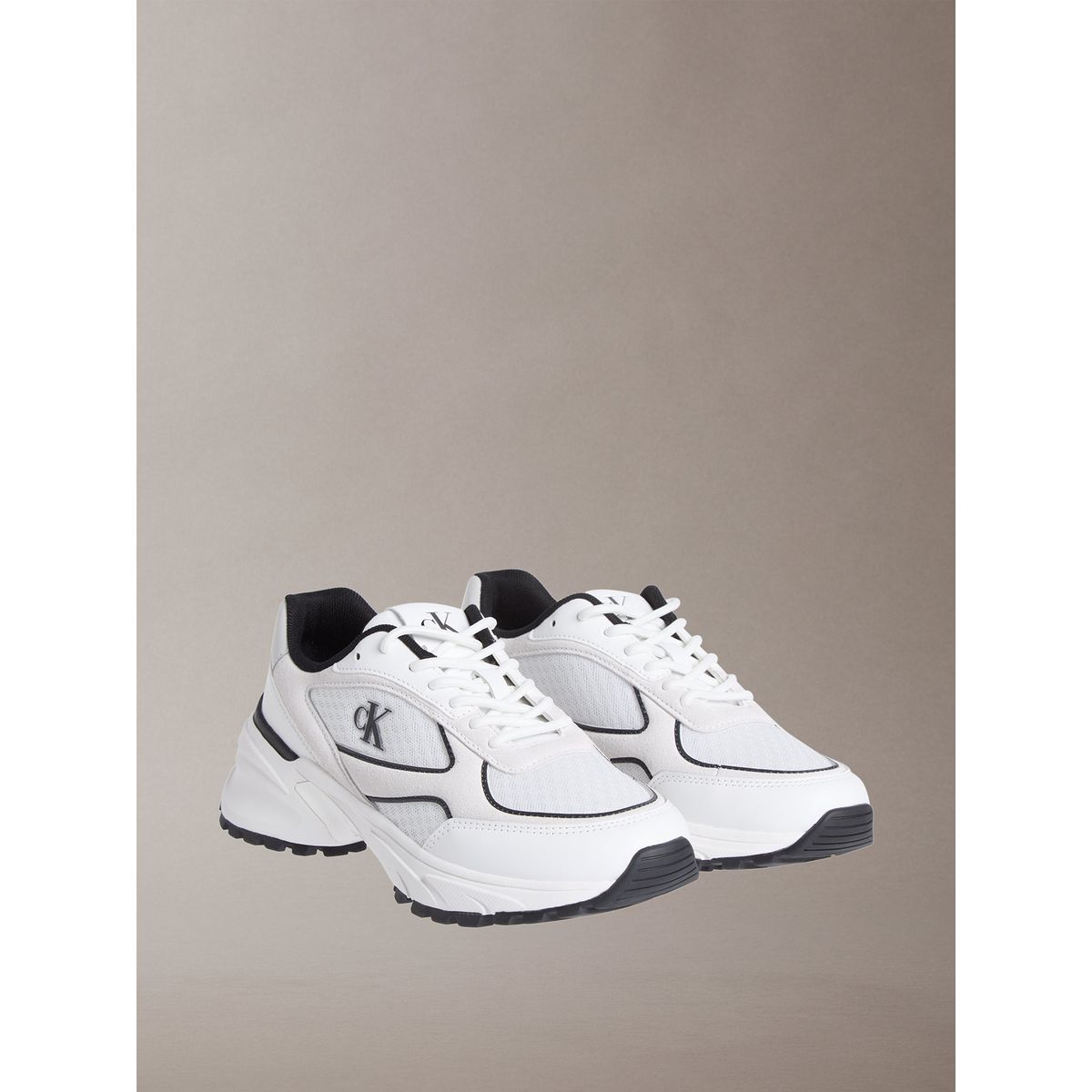 CALVIN KLEIN - Zapatillas Runner con Materiales Combinados Blanco Calvin Klein