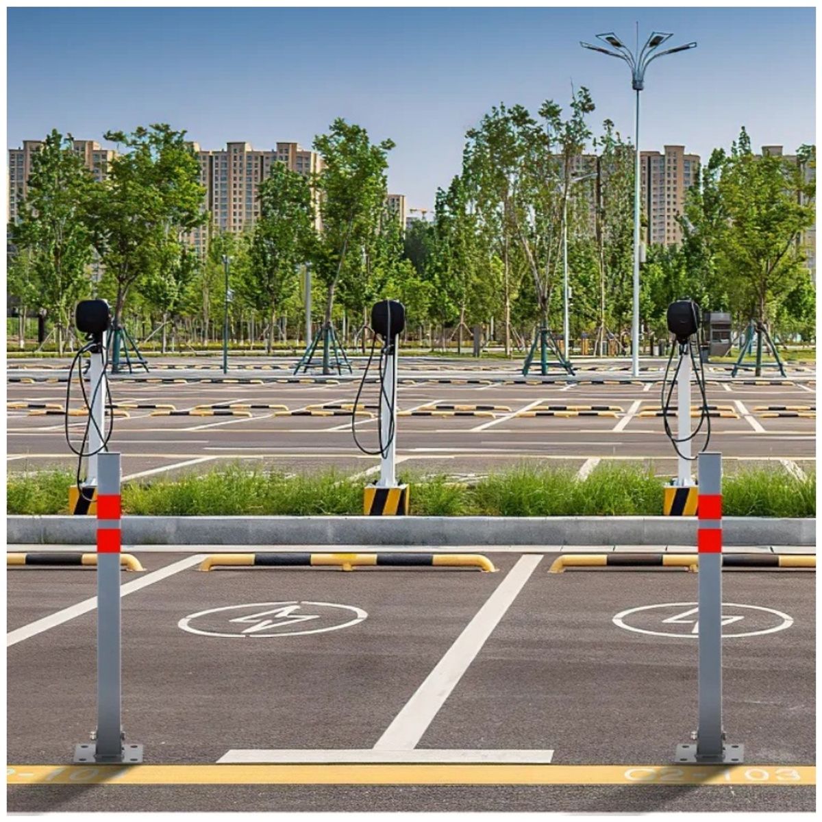 KUANGYE - Postes De Aparcamiento Plegables De Acero 65cm Barrera Bloqueador De Estacionamiento Anti-parking