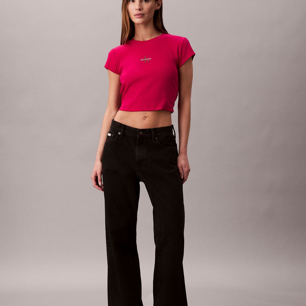 CALVIN KLEIN - Polera con Tejido Acanalado Fucsia Calvin Klein