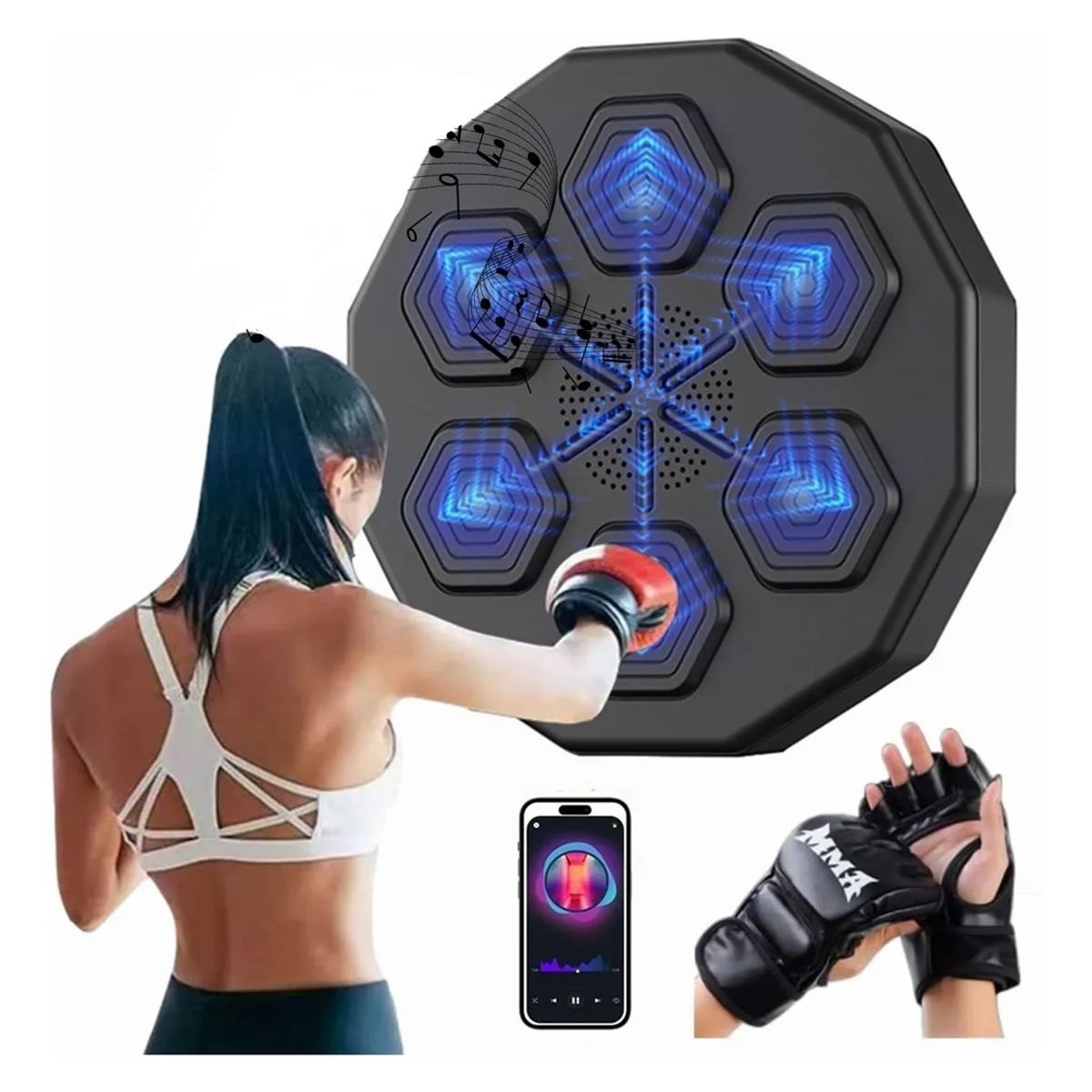 GENERICO - Maquina De Boxeo Musical Bluetooth + Guantes