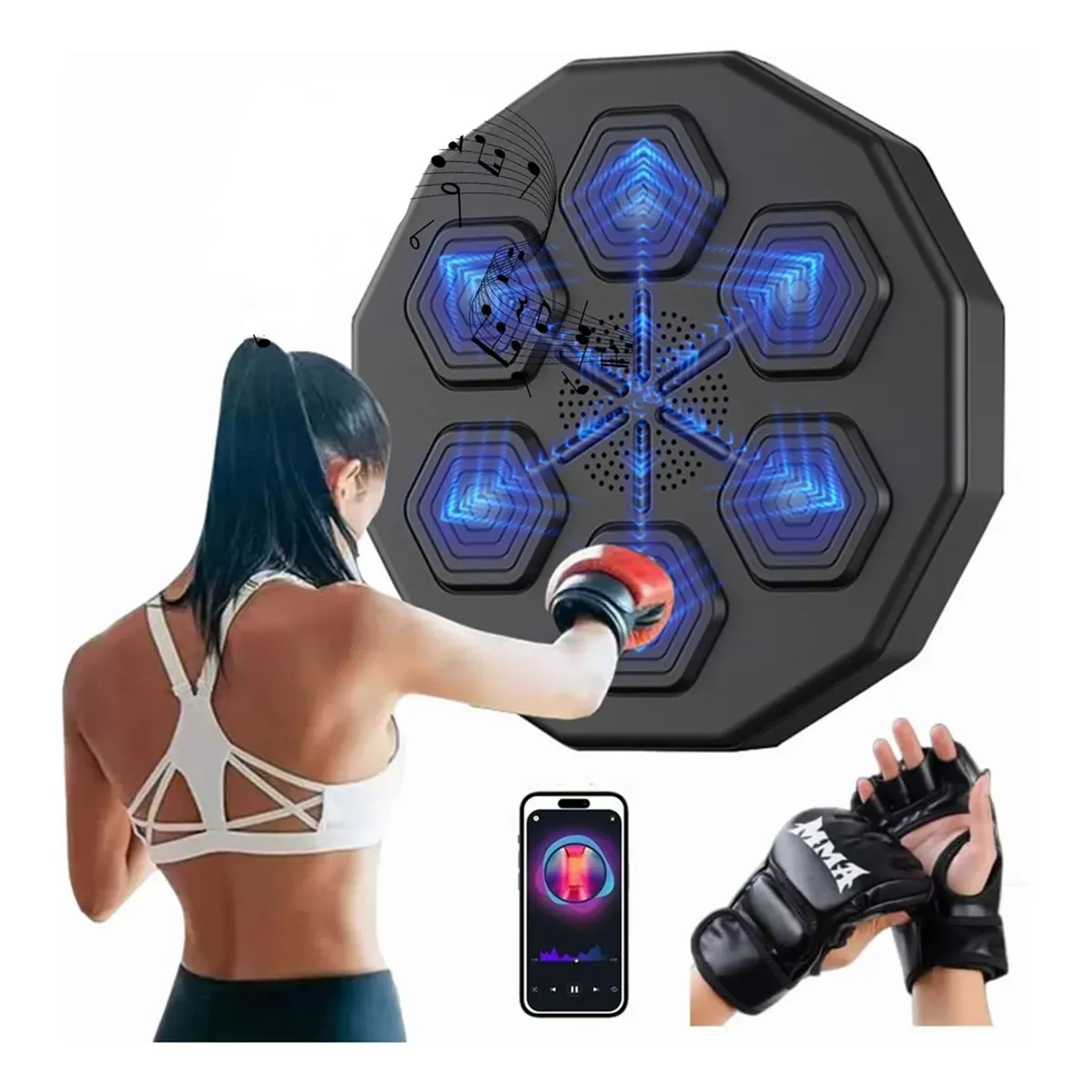GENERICO - Maquina De Boxeo Musical Bluetooth + Guantes