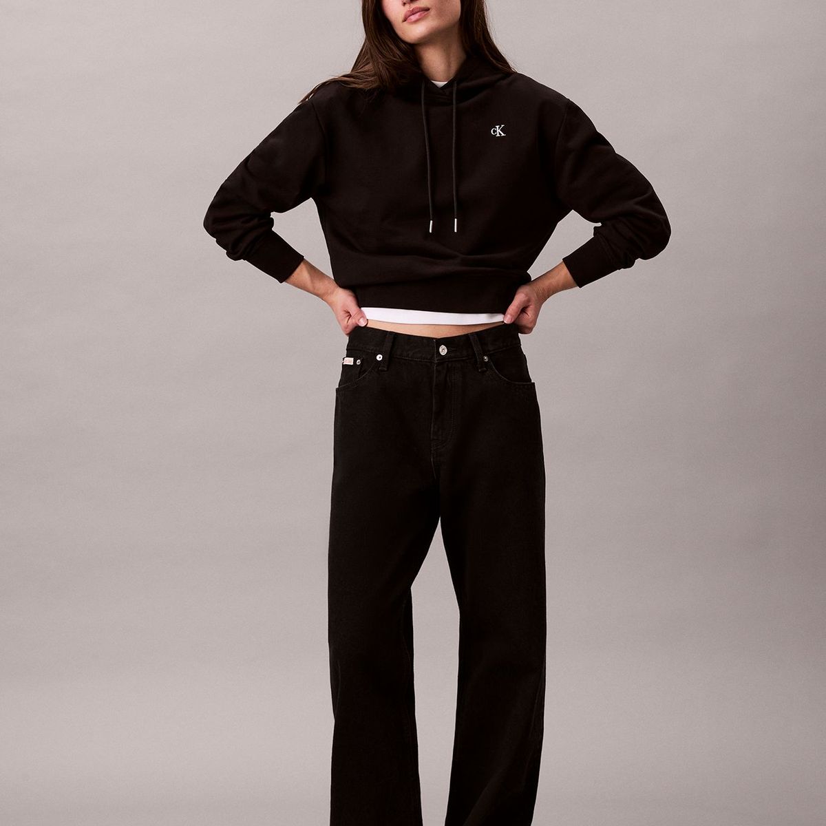 CALVIN KLEIN - Polerón con Gorro Archive Negro Calvin Klein