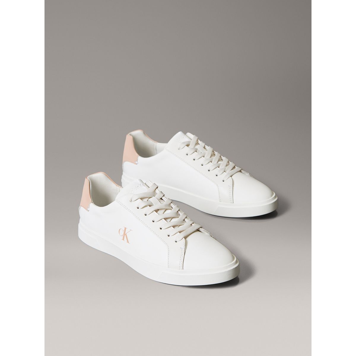 CALVIN KLEIN - Zapatillas de Cuero con Logo Blanco Calvin Klein
