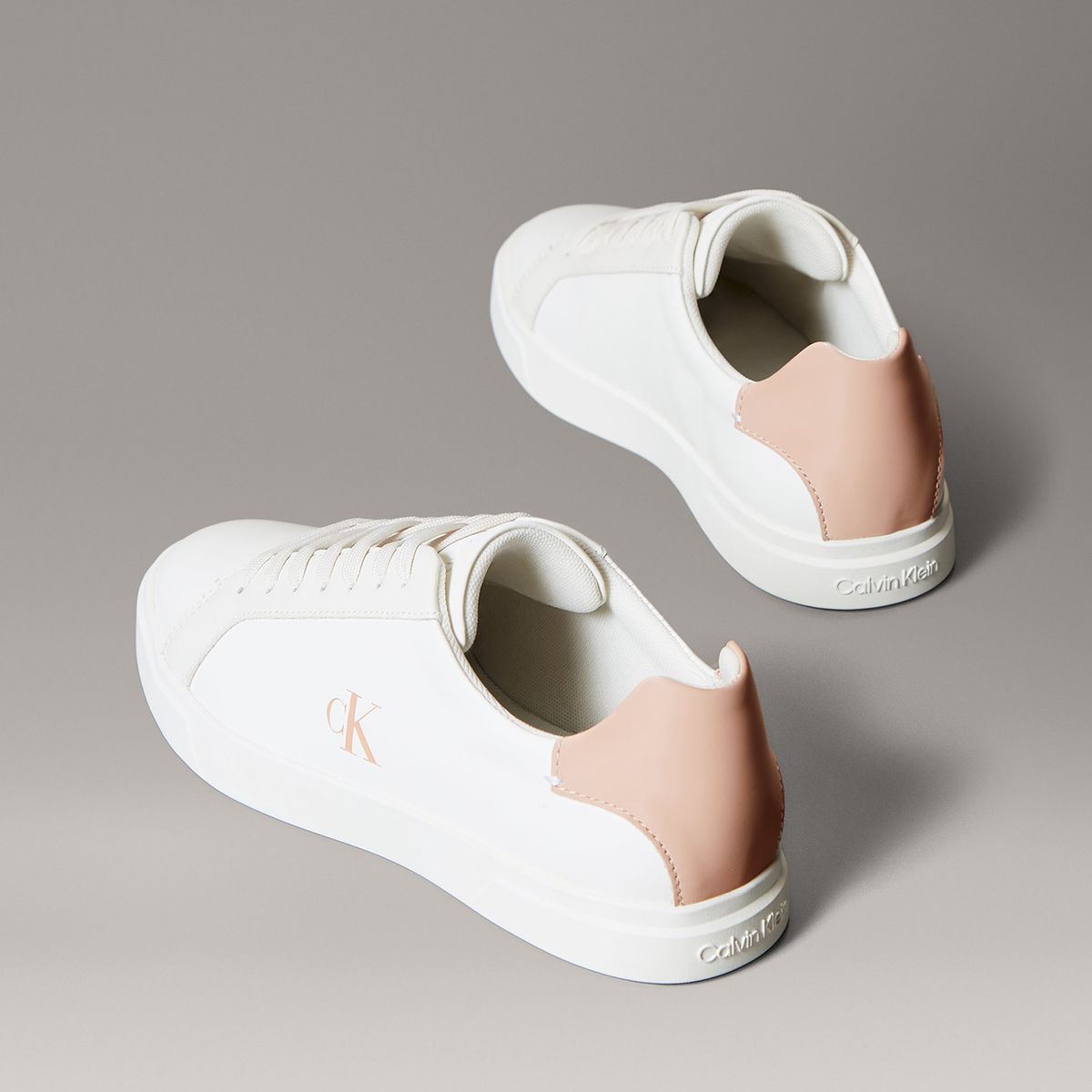 CALVIN KLEIN - Zapatillas de Cuero con Logo Blanco Calvin Klein