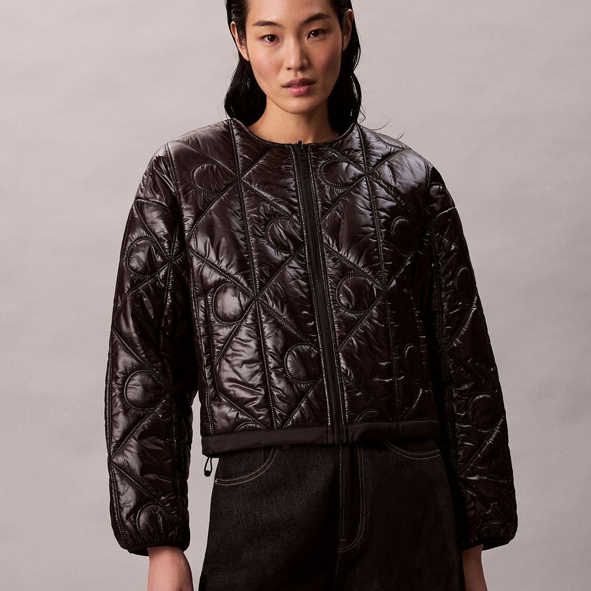 CALVIN KLEIN - Chaqueta Acolchada con Patrón de Logo Negro Calvin Klein