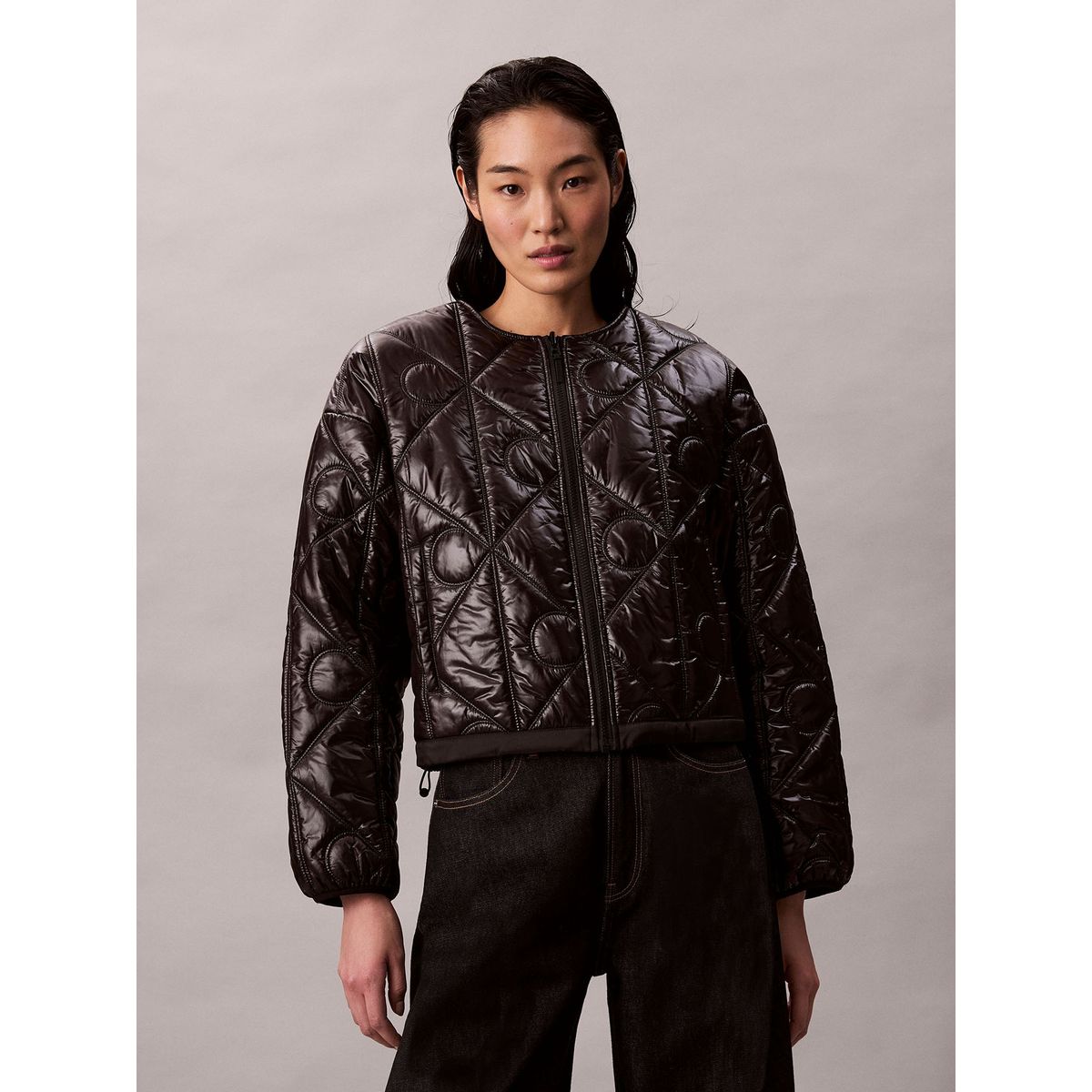 CALVIN KLEIN - Chaqueta Acolchada con Patrón de Logo Negro Calvin Klein