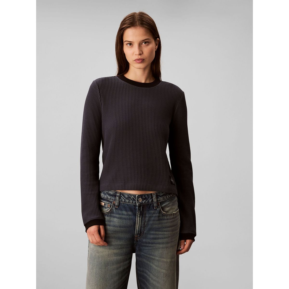 CALVIN KLEIN - Polera Manga Larga con Tejido Acanalado