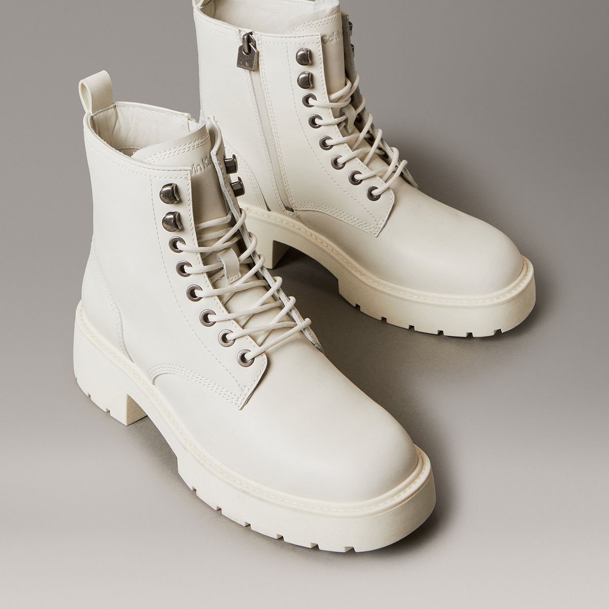 CALVIN KLEIN - Botas Chunky de Cuero Blanco Calvin Klein