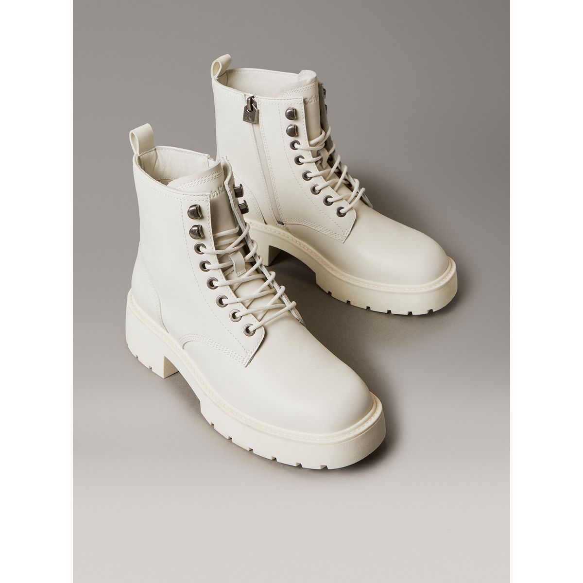 CALVIN KLEIN - Botas Chunky de Cuero Blanco Calvin Klein
