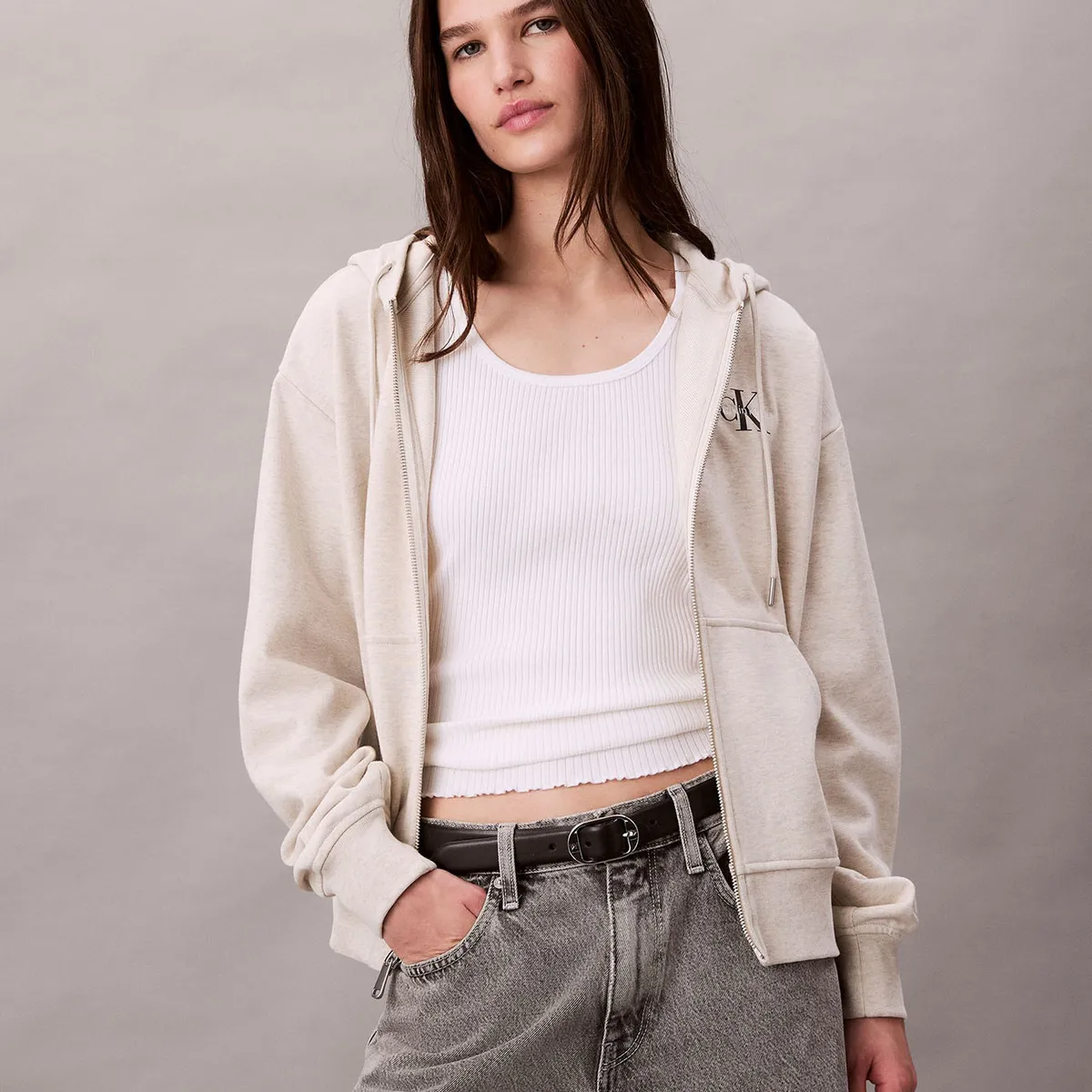 CALVIN KLEIN - Polerón con Gorro y Cierre de Cremallera