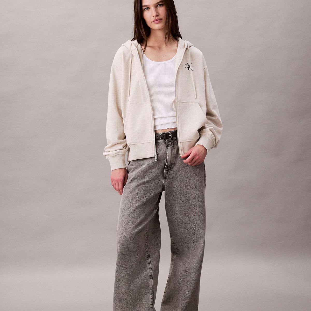 CALVIN KLEIN - Polerón con Gorro y Cierre de Cremallera