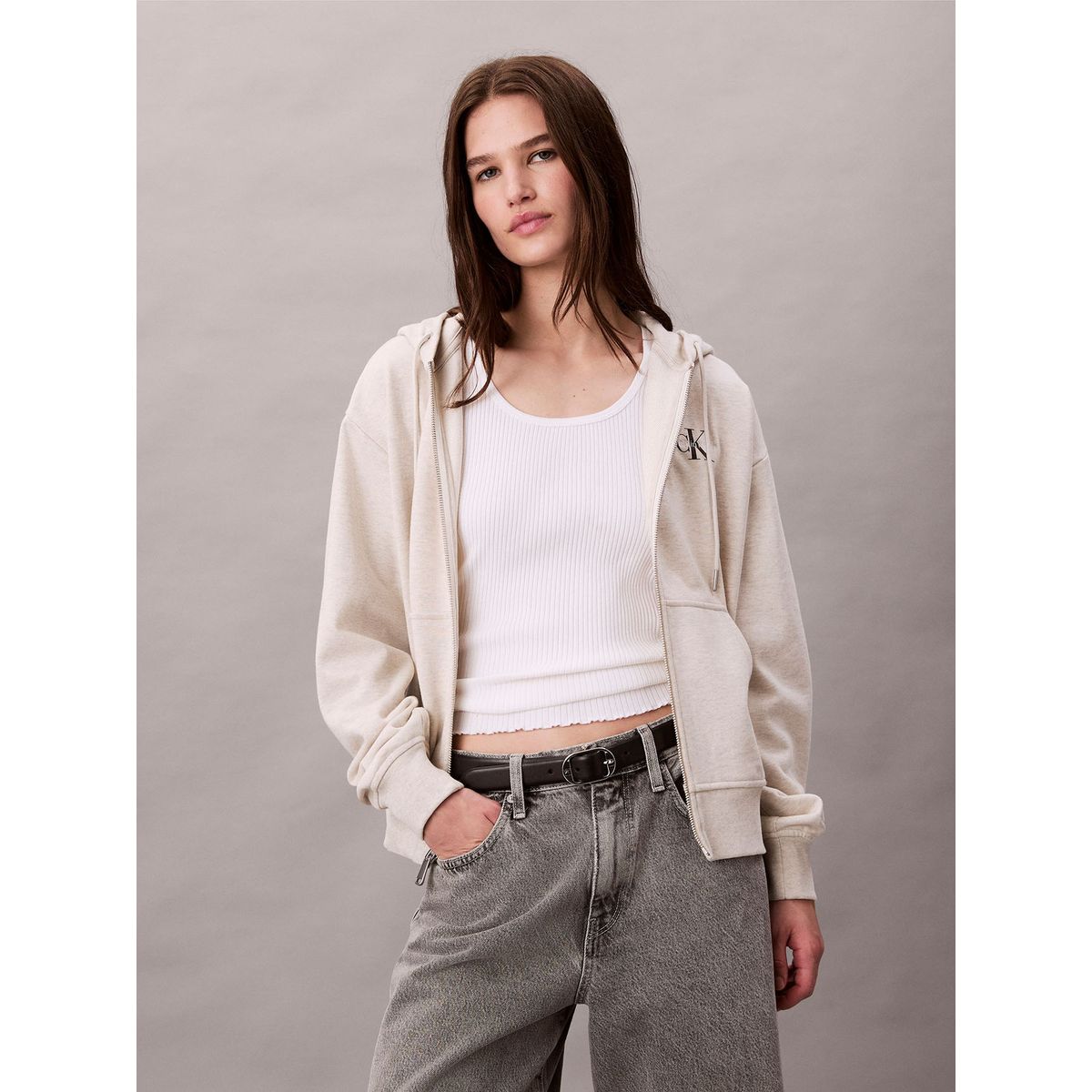 CALVIN KLEIN - Polerón con Gorro y Cierre de Cremallera