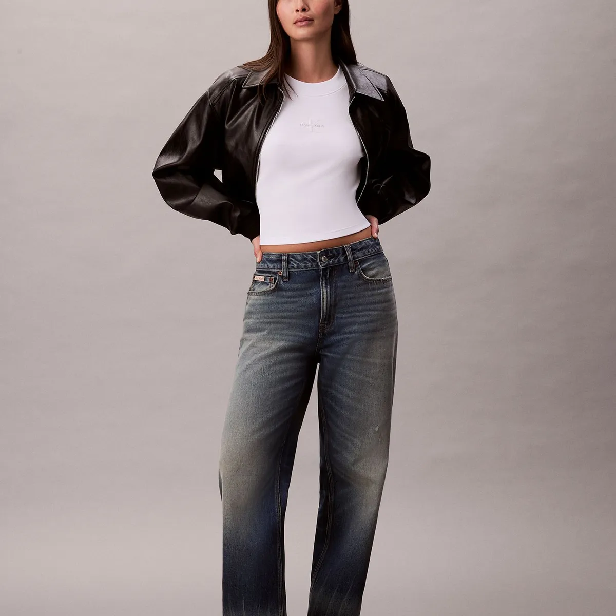 CALVIN KLEIN - Polera Manga Larga Baby Tee Blanco Calvin Klein