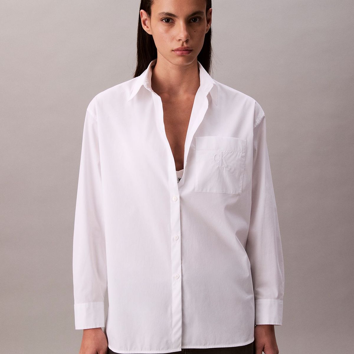 CALVIN KLEIN - Camisa Relaxed de Popelina Blanco Calvin Klein