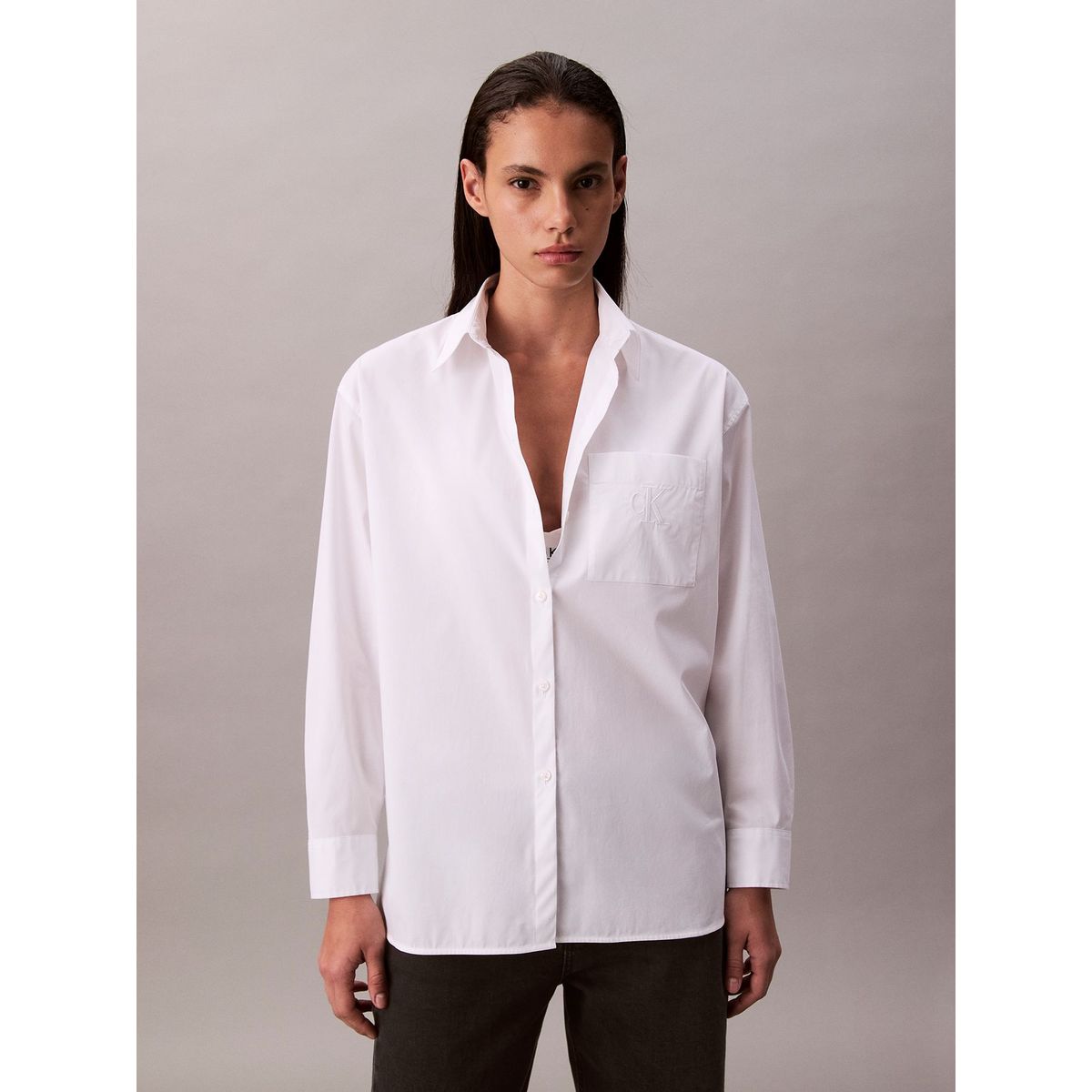 CALVIN KLEIN - Camisa Relaxed de Popelina Blanco Calvin Klein