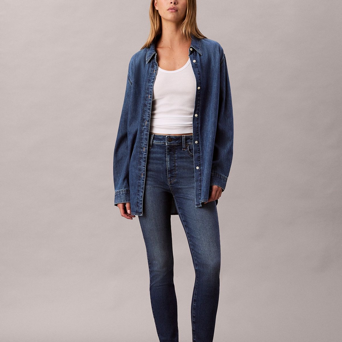 CALVIN KLEIN - Jeans Skinny de Talle Alto Azul Calvin Klein