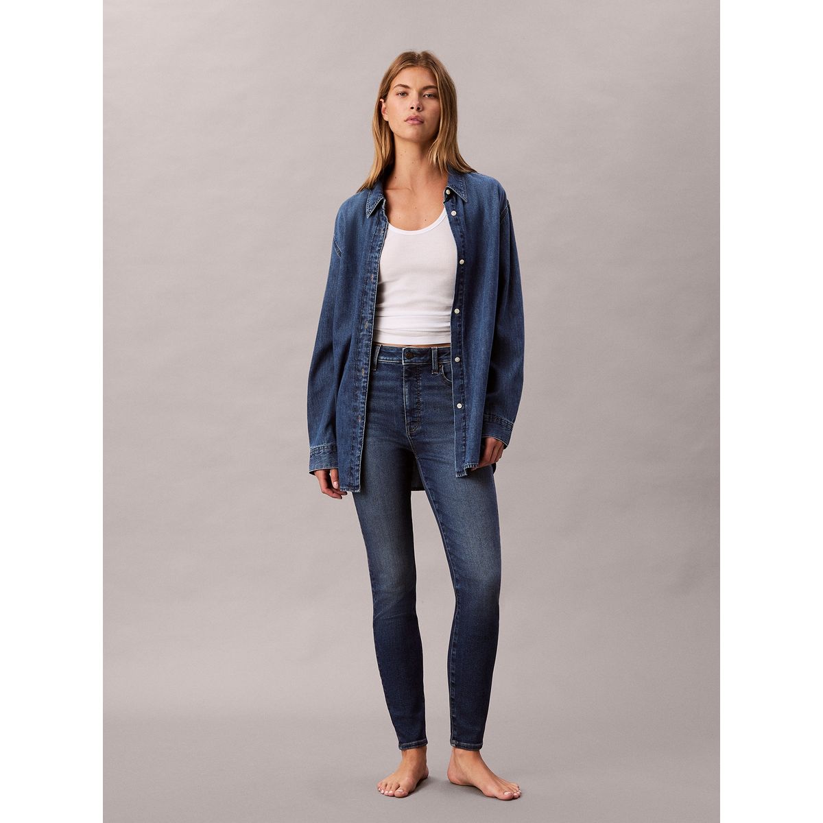 CALVIN KLEIN - Jeans Skinny de Talle Alto Azul Calvin Klein