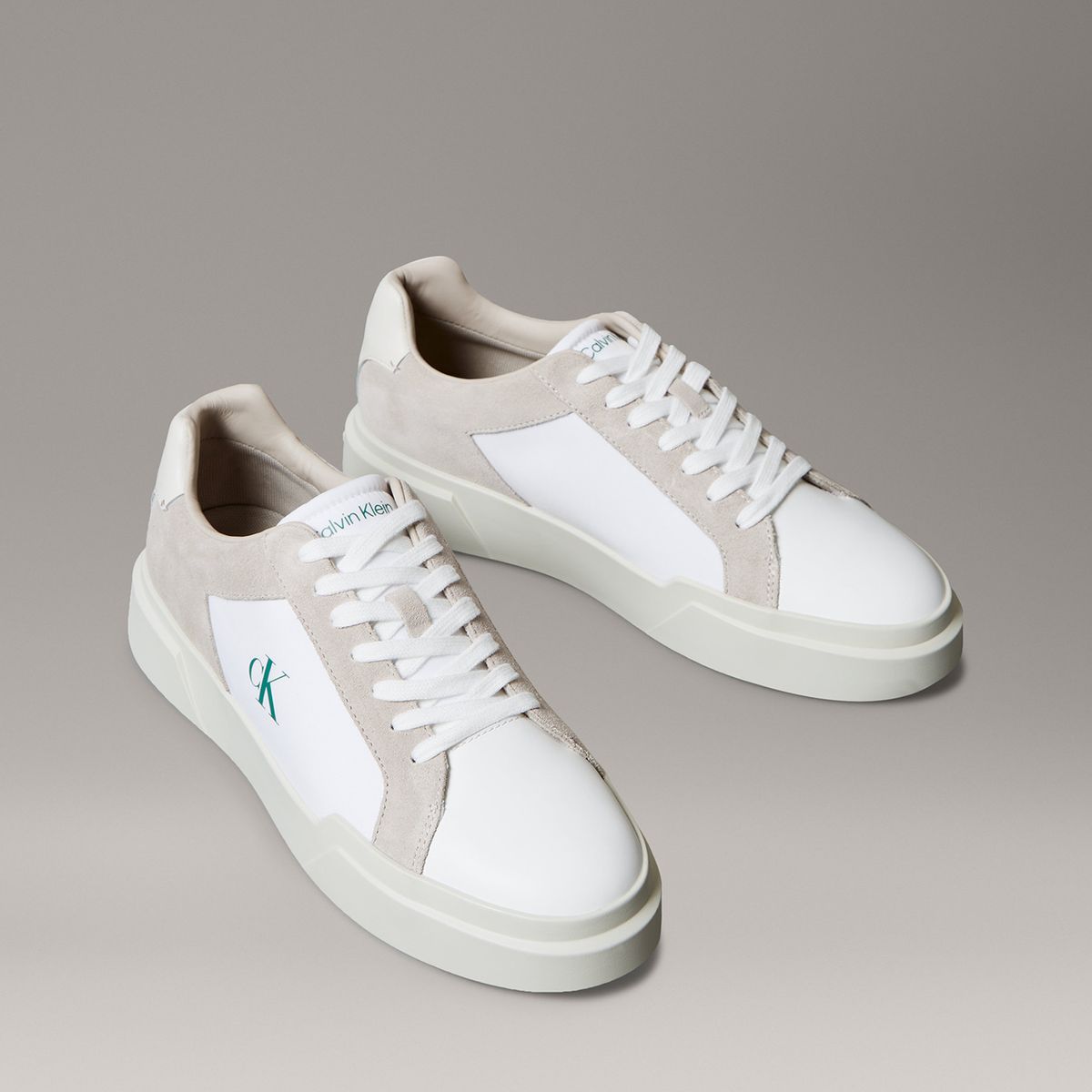 CALVIN KLEIN - Zapatillas de Cuero con Suela Gruesa Blanco Calvin Klein