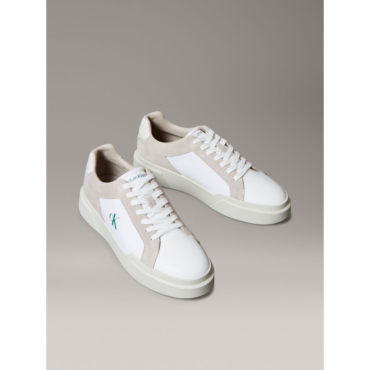 CALVIN KLEIN - Zapatillas de Cuero con Suela Gruesa Blanco Calvin Klein