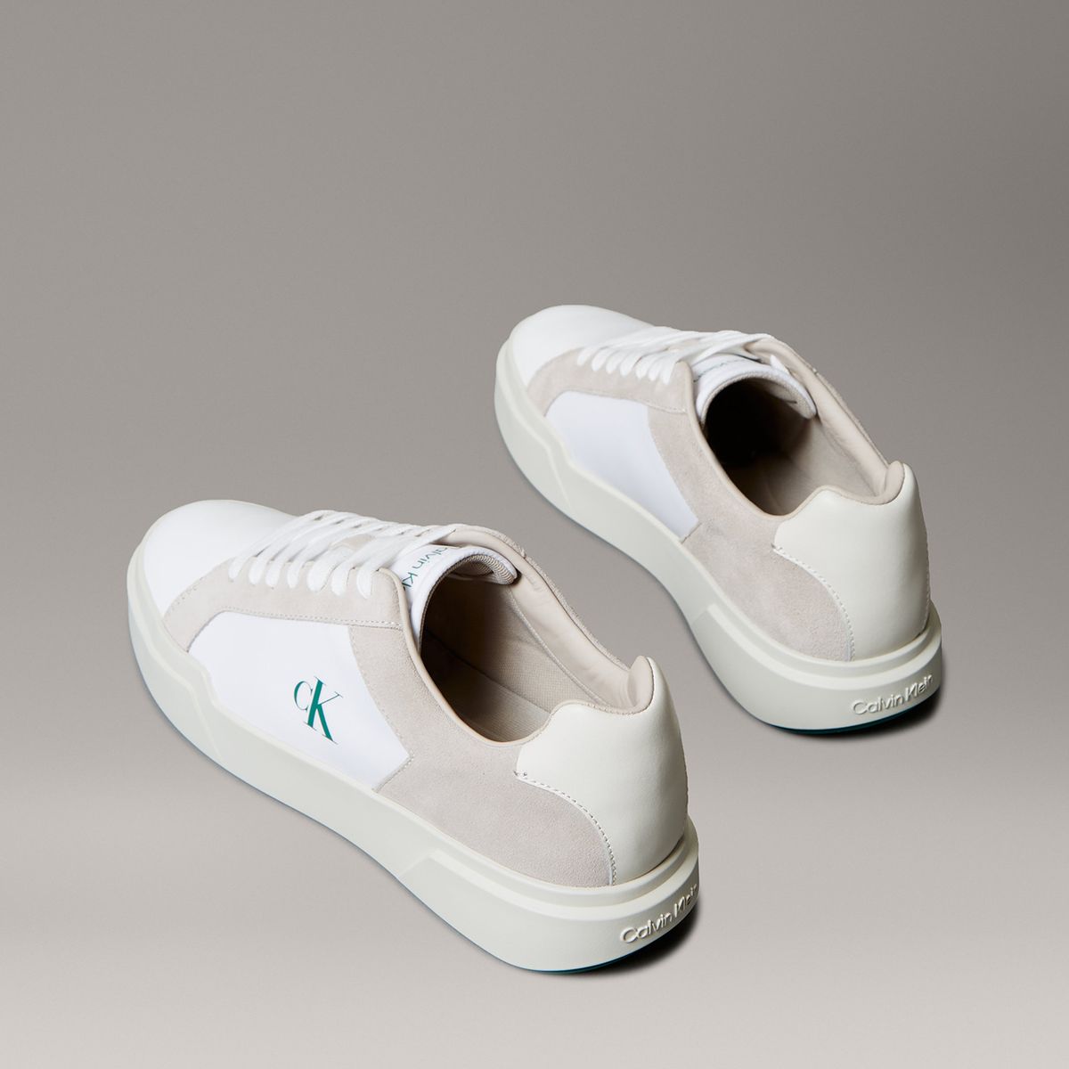 CALVIN KLEIN - Zapatillas de Cuero con Suela Gruesa Blanco Calvin Klein