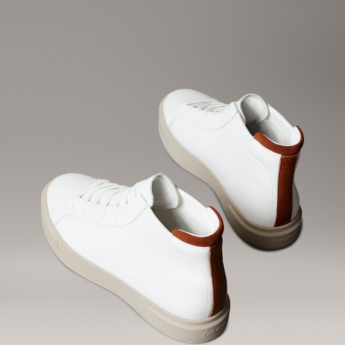 CALVIN KLEIN - Zapatillas de Cuero Basket Cupsole Calvin Klein Blanco