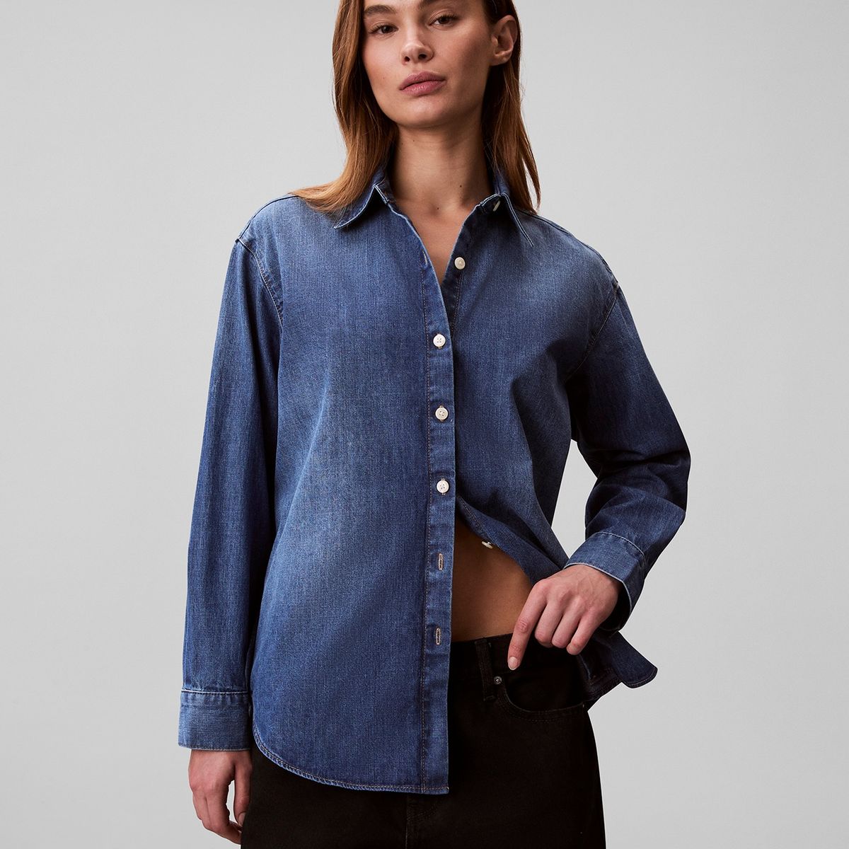 CALVIN KLEIN - Camisa Manga Larga Holgada Indigo Azul Calvin Klein