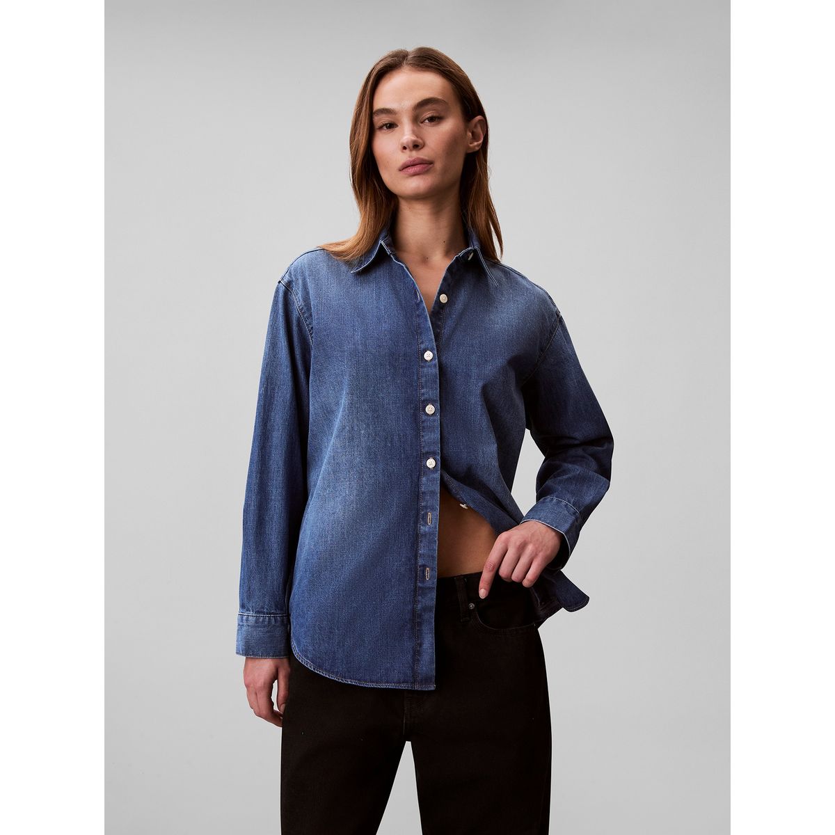 CALVIN KLEIN - Camisa Manga Larga Holgada Indigo Azul Calvin Klein