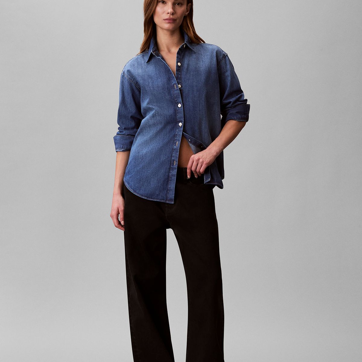 CALVIN KLEIN - Camisa Manga Larga Holgada Indigo Azul Calvin Klein