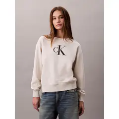 CALVIN KLEIN - Polerón Relaxed con Logo Estampado Blanco