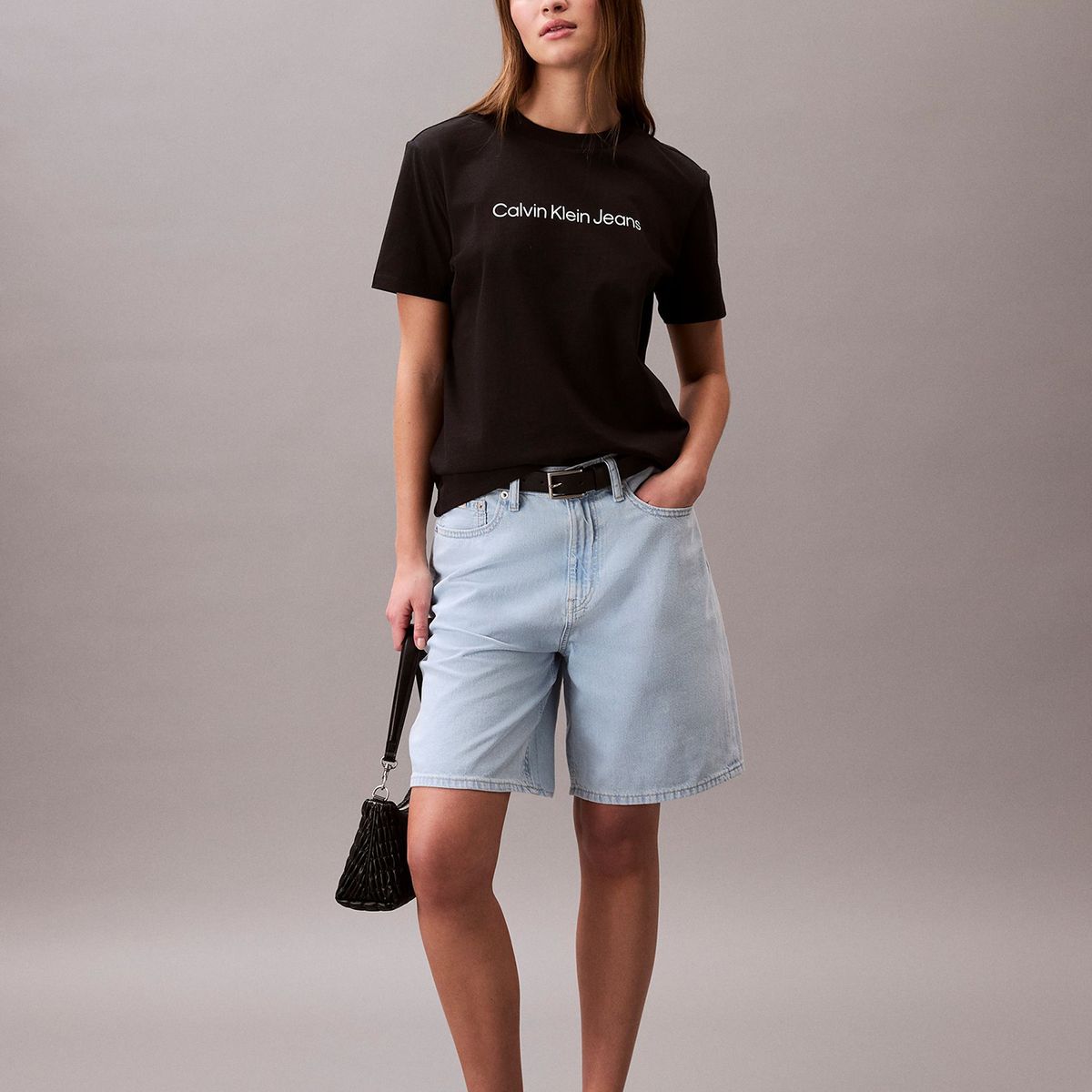 CALVIN KLEIN - Polera Clásica con Logo Estampado Negro Calvin Klein