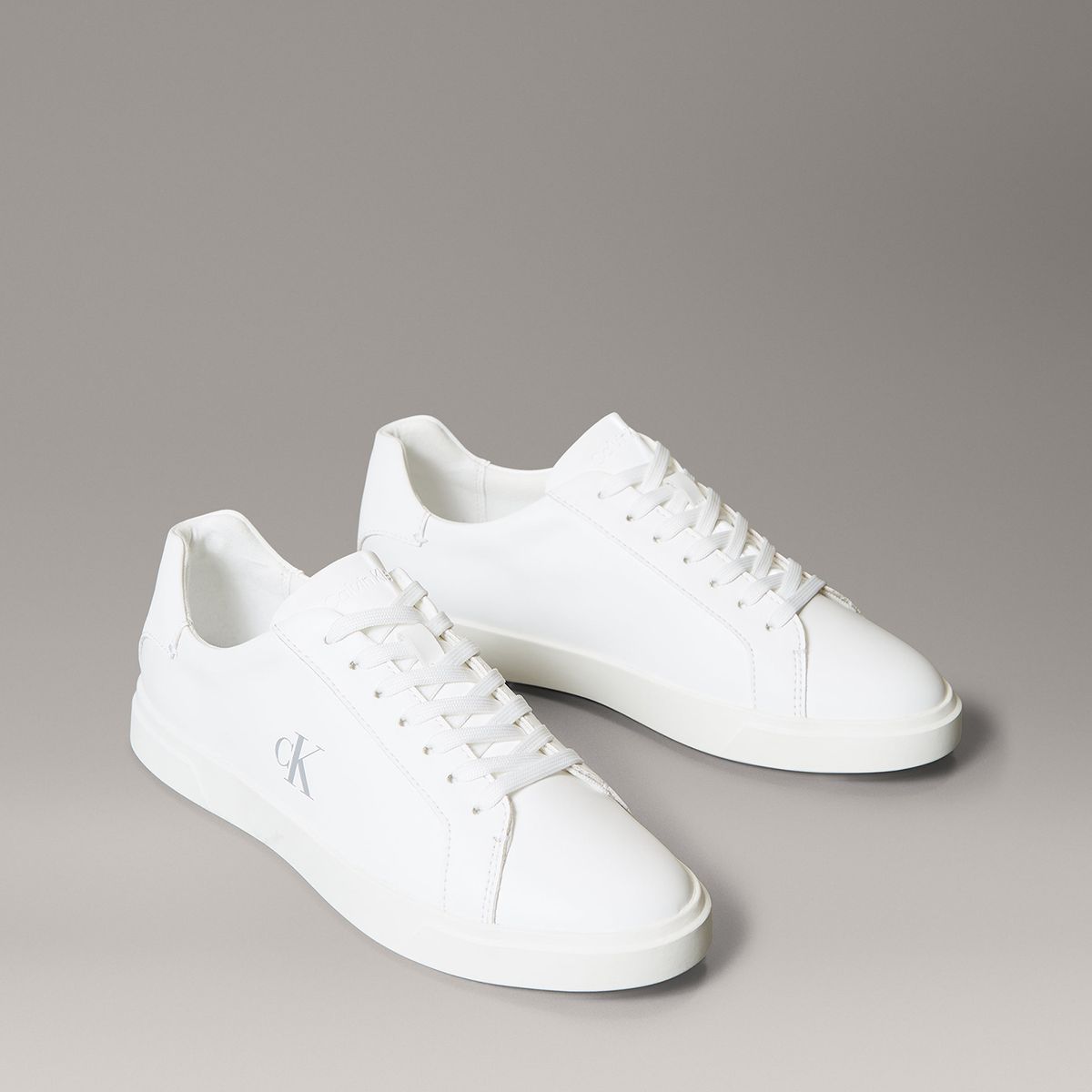 CALVIN KLEIN - Zapatillas de Cuero con Logo Blanco Calvin Klein