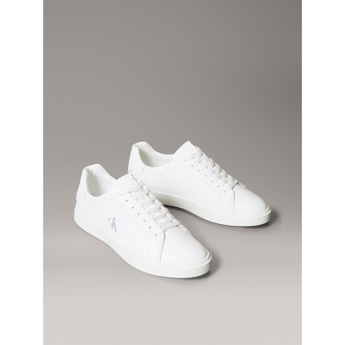 CALVIN KLEIN - Zapatillas de Cuero con Logo Blanco Calvin Klein