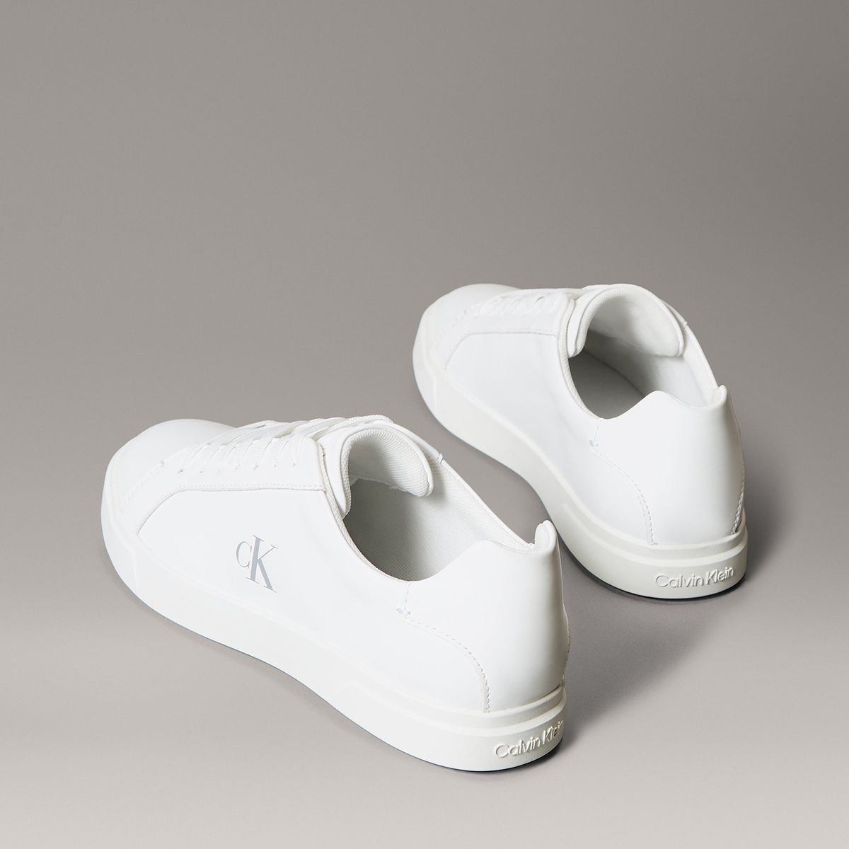 CALVIN KLEIN - Zapatillas de Cuero con Logo Blanco Calvin Klein