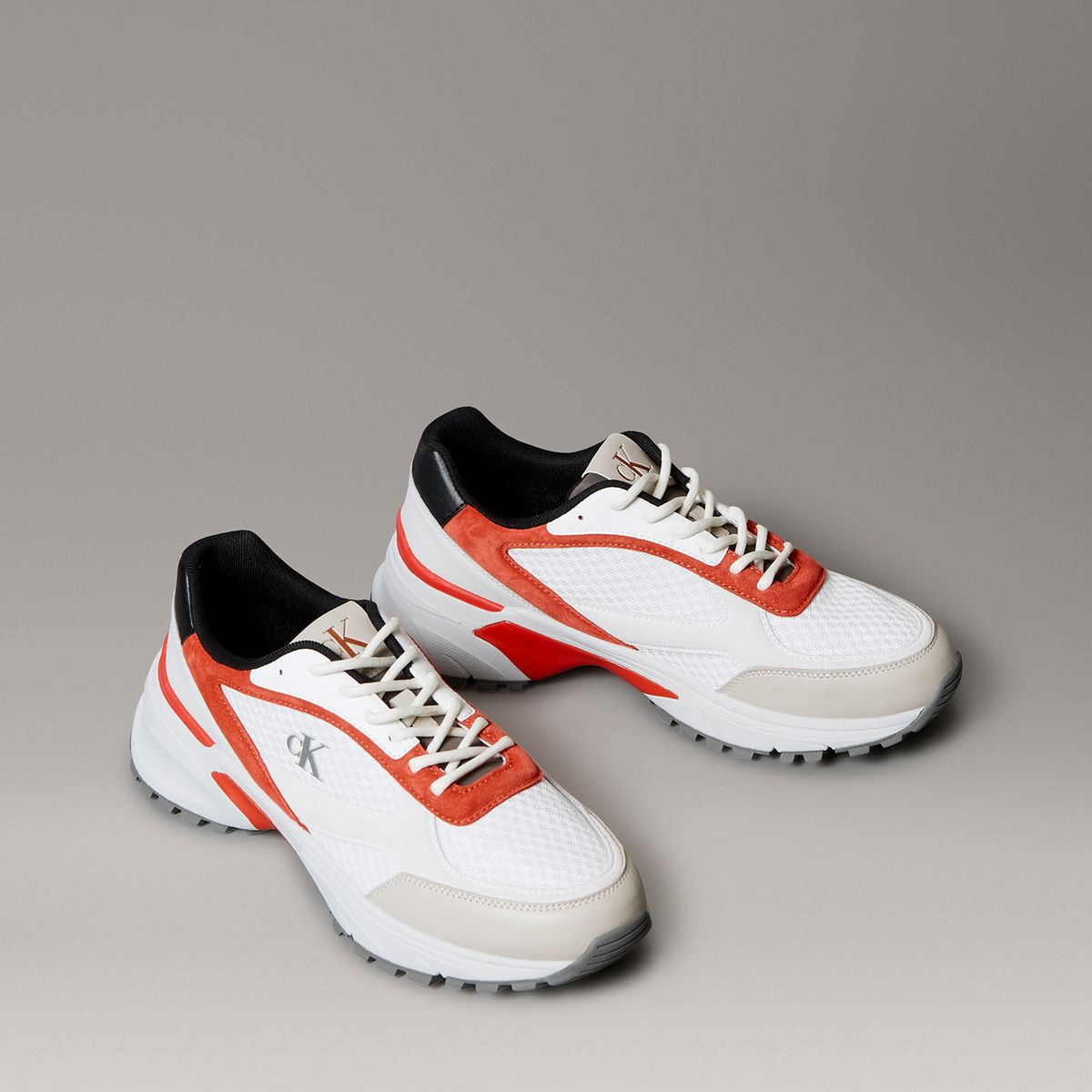 CALVIN KLEIN - Zapatillas Runner con Materiales Combinados Blanco Calvin Klein