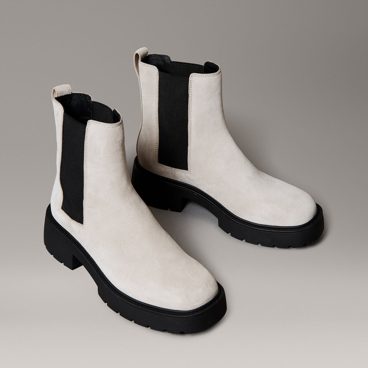 CALVIN KLEIN - Botas Chelsea Chunky de Cuero Cafe Calvin Klein