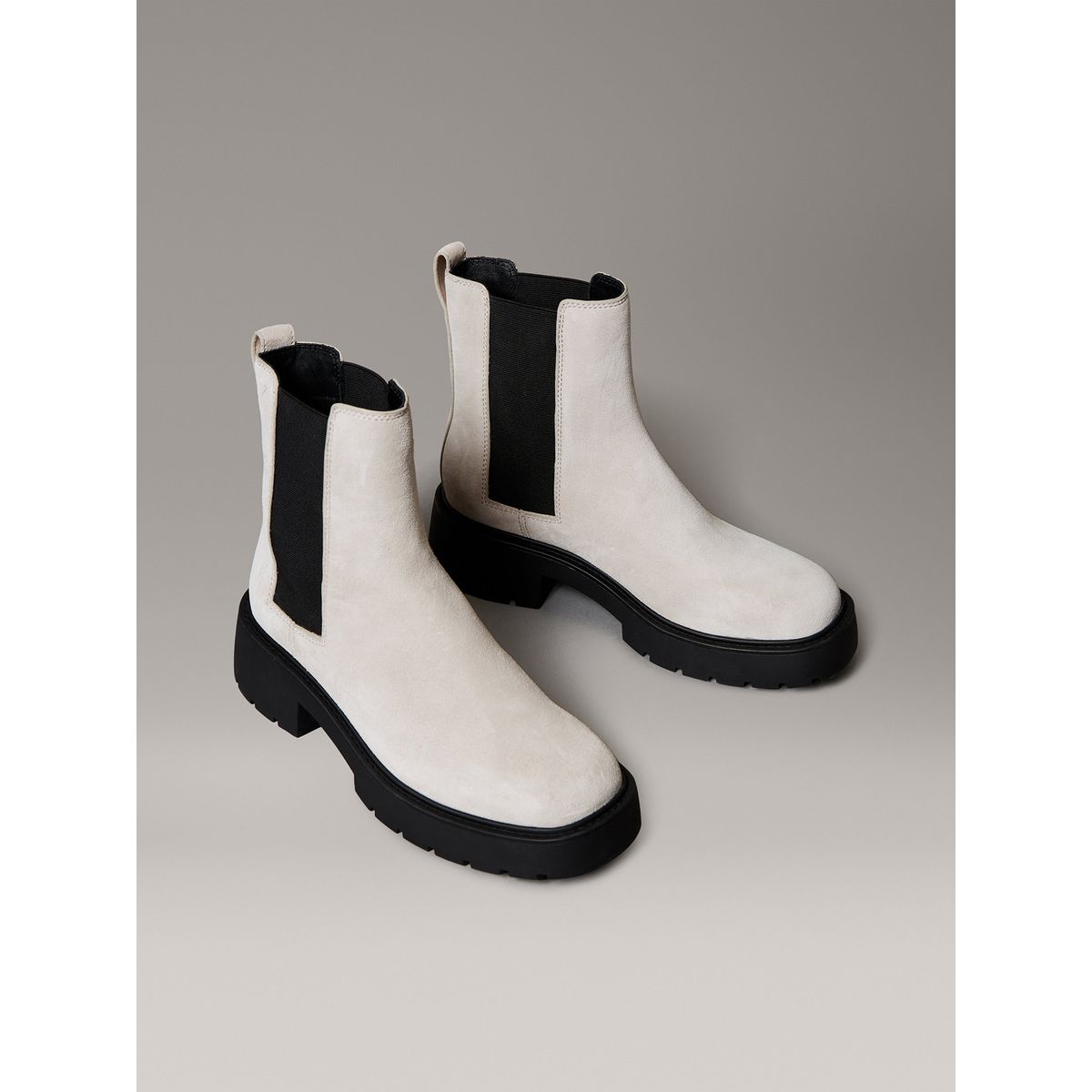 CALVIN KLEIN - Botas Chelsea Chunky de Cuero Cafe Calvin Klein