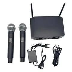 GENERICO - Micrófono inalámbrico de mano 1 receptor + 2 micrófonos 640-690MHz