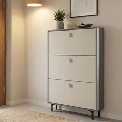 ROHE - Zapatero Organizador Con 3 Puertas 82x18x117 Cm Moderno