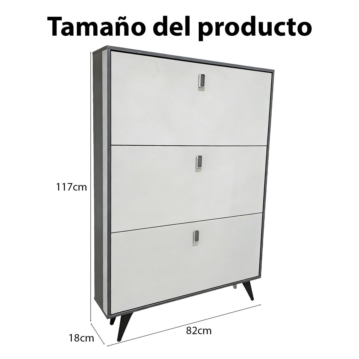 ROHE - Zapatero Organizador Con 3 Puertas 82x18x117 Cm Moderno