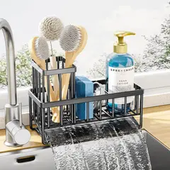 GENERICO - Organizador De Fregadero Acero Inoxidable Con Soporte De Cepillo Para Cocina Baño