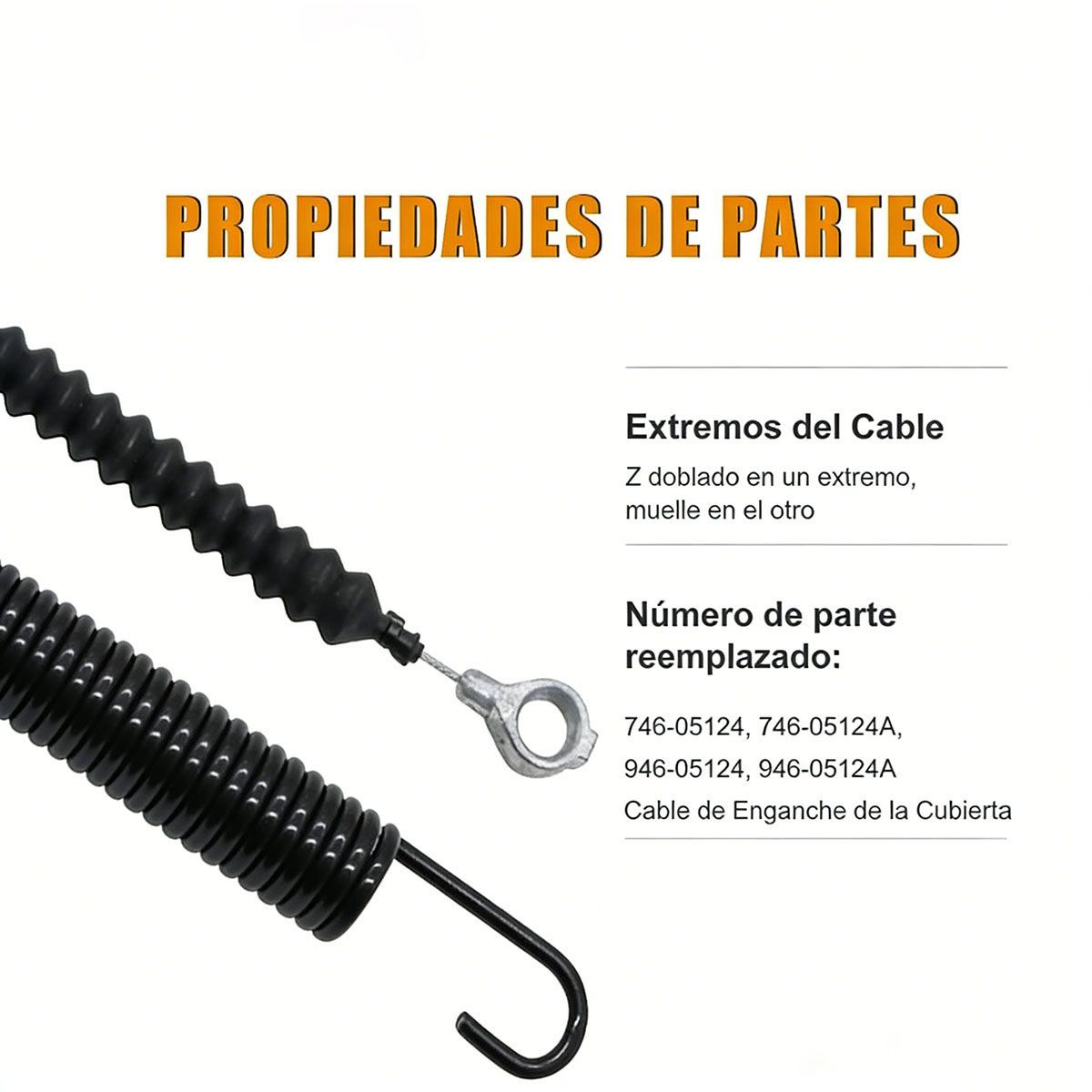 MOONCORE - Cable Embrague Reforzado Compatible Con 746-05124a Tractor