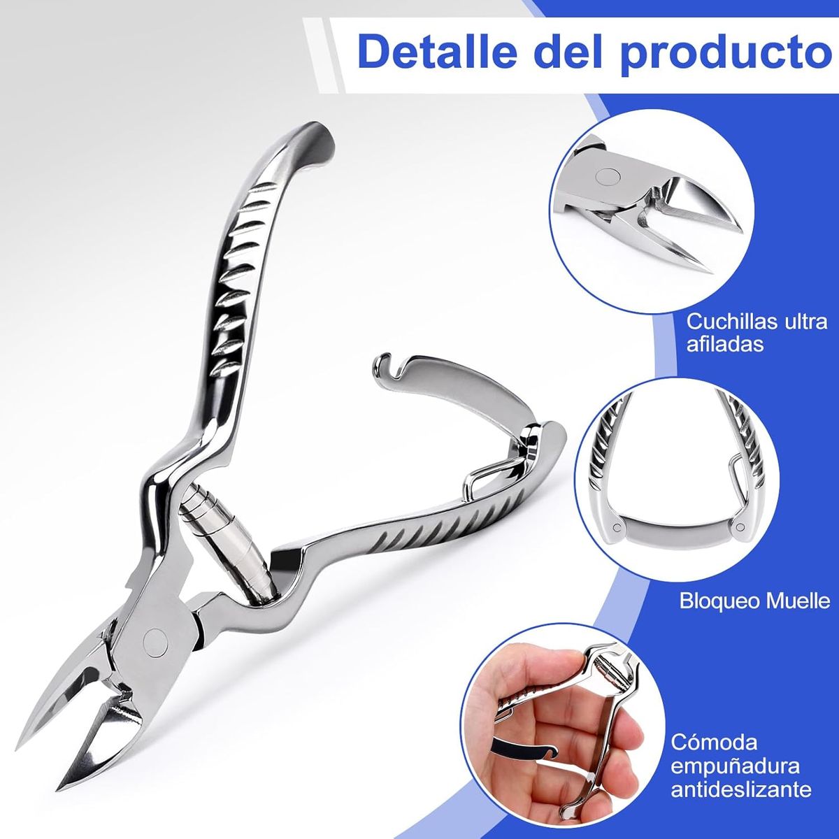 KUANGYE - Alicate Curvo Podologia Corta Uñas Encarnada Pies Resistente