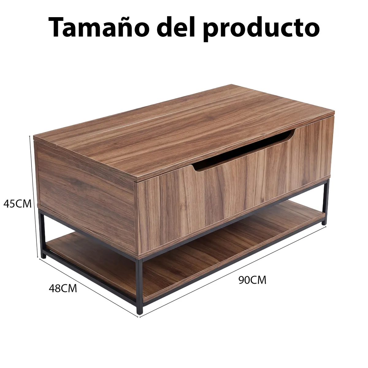 ROHE - Mesa De Centro Estilo Industrial Madera Y Acero 90x48x45 Cm
