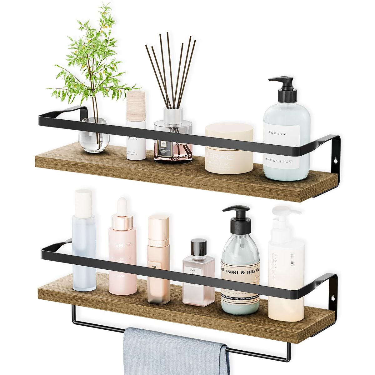 GENERICO - Estantes Flotantes De Baño Pared Con Toallero Para Cocina Dormitorio