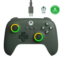XBOX - Controlador con cable 8bitdo para Series S X One Windows RGB Fire Ring Hall Effect Joysticks