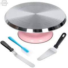 LEFORGE - Set Base Giratoria Tortas Para Decorar Pastel Aluminio 31cm