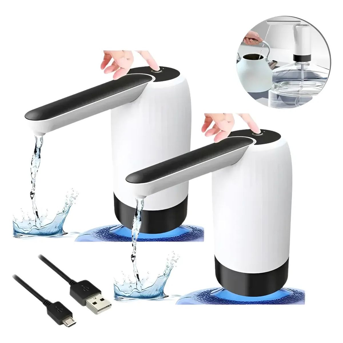 KUANGYE - Pack X2 Dispensador Agua Bomba Eléctrica Usb Bidón