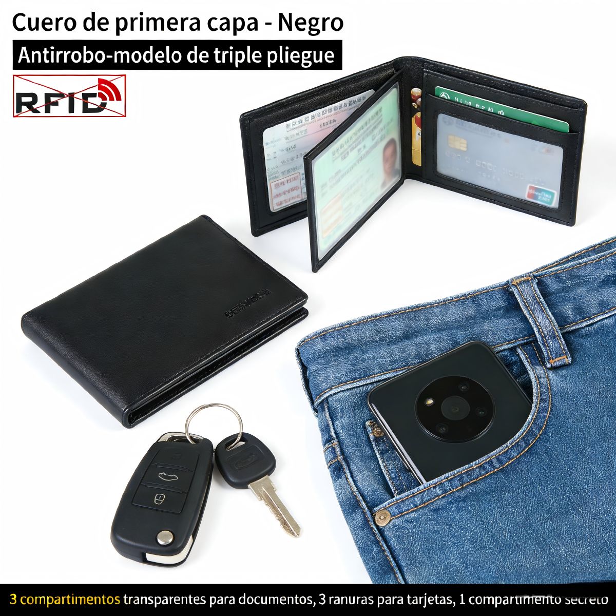 Billetera de Cuero Hombre, marca GENERICO - Foto 2
